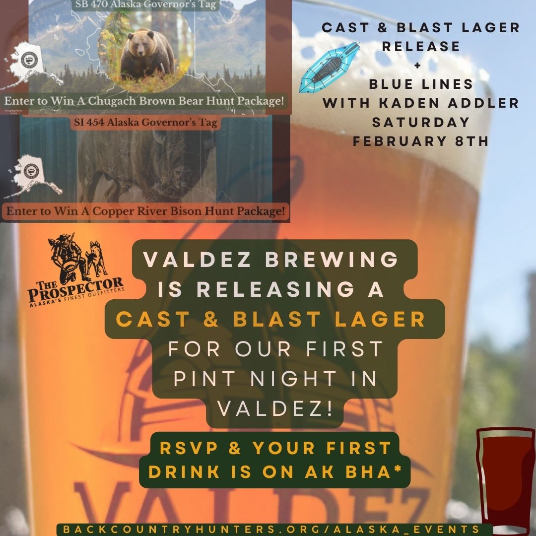 Cast and Blast Lager Release. Blue Lines with Kaden Adler. Saturday Feb 8. RSVP and Your first drink is on BHA