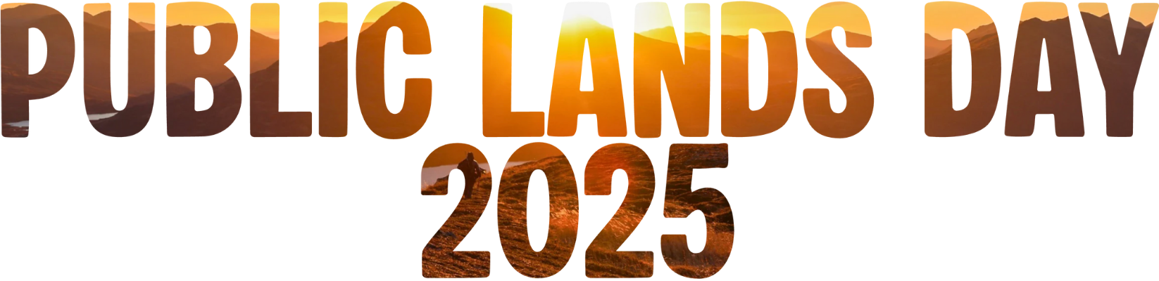 A vista at sunrise with the words "Public Lands Month" in the skyline. A vista at sunrise with the words "Public Lands Month" in the skyline.